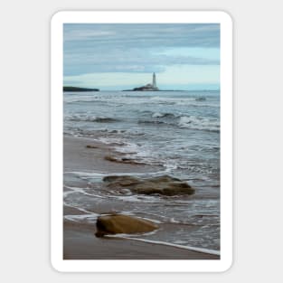 St marys lighthouse whitley bay from the beach Sticker